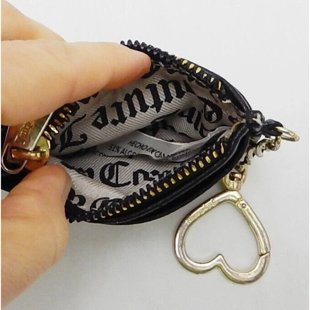 Juicy Couture Signature Logo Coin Wallet Zip Closure Key Chain